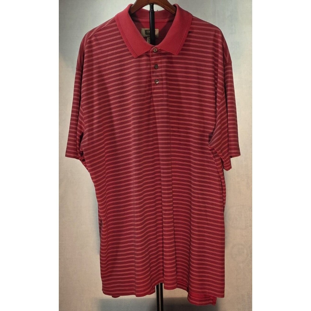 Foundry Polo Shirt Mens 3XLT Quick-Dri Pima Blend Striped Red 3XLT Excellent Dad